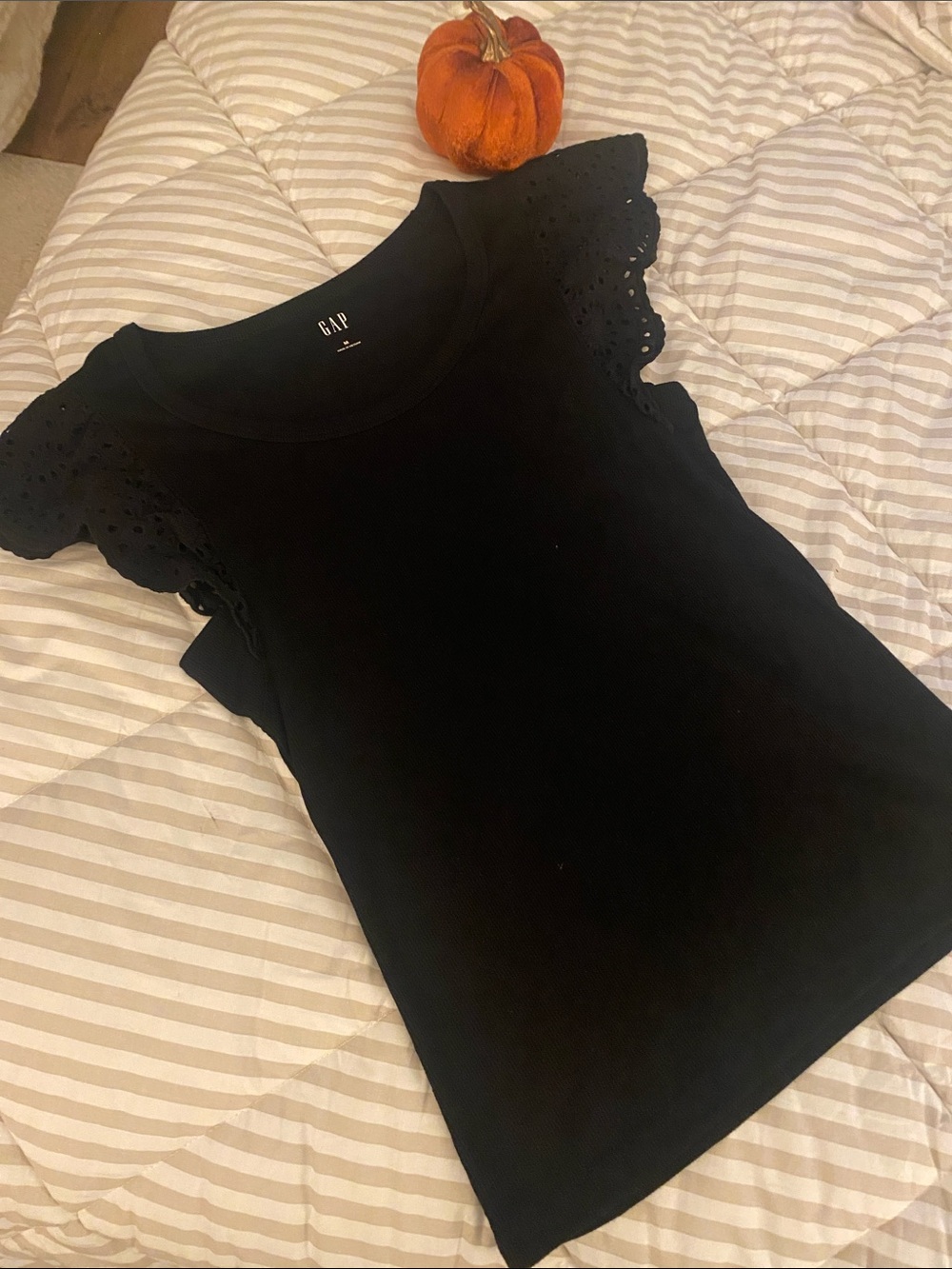 GAP Black Eyelet Sleeve Tank Top